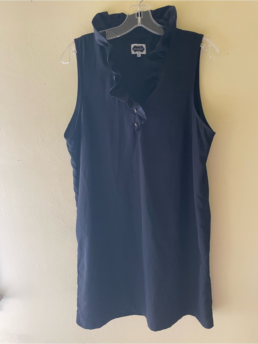 Mud Pie Black Polyester Top with Logo Tag